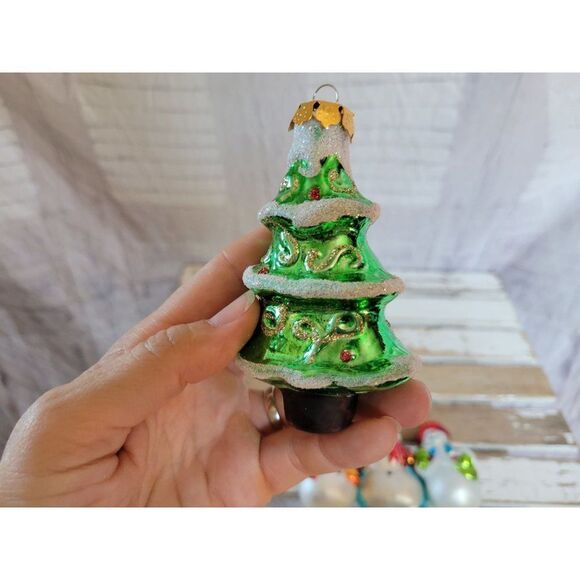 Glass snowman tree ornament set Xmas tree - Picture 2 of 10
